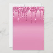 Einladung mit rosa Glitter-Drip (Rückseite)