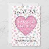 Einladung mit rosa Herz- und Fußklecksvorlage (Rückseite)