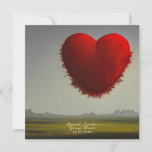 Einladung mit rotem Herzen (Rückseite)