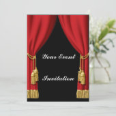 Einladung mit rotem Vorhang (Stehend Vorderseite)