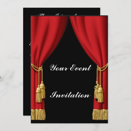 Einladung mit rotem Vorhang (Vorne/Hinten)