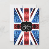 Einladung mit roten und blauen Glitzer-UK-Flagge u (Vorderseite)