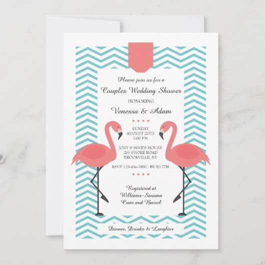 Einladung mit scharlachroten Flamingos (Vorderseite)
