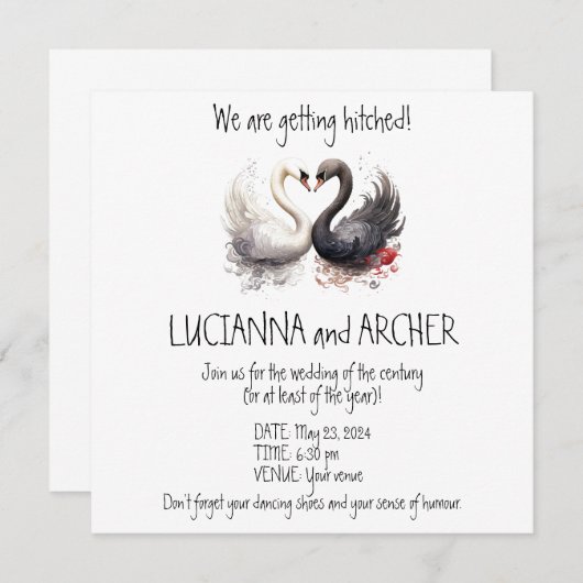 Einladung mit Schwänen (Vorne/Hinten)