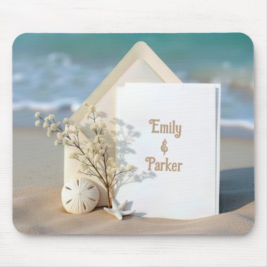 Einladung mit Starfish am Strand Mousepad (Vorne)
