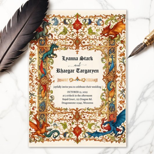 Einladung mittelalterlicher Drachen, antikes Manus