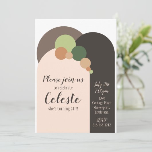 Einladung moderner Earth Tone Circles (Stehend Vorderseite)