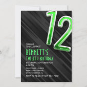 Einladung moderner Jungen zum 12. Geburtstag (Vorderseite)