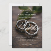 Einladung moderner Script Wedding Rings (Vorderseite)