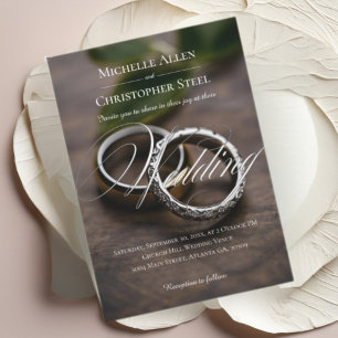 Einladung moderner Script Wedding Rings