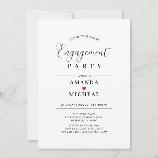 Einladung moderner Typografie-Engagement (Vorderseite)