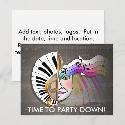 Einladung - Musik-Maske (Vorne/Hinten)