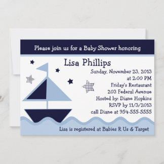 Einladung Nautic/Sailboat/Navy-Baby-Dusche