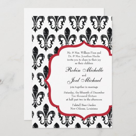 Einladung| New Orleans| Rot Einladung (Vorne/Hinten)