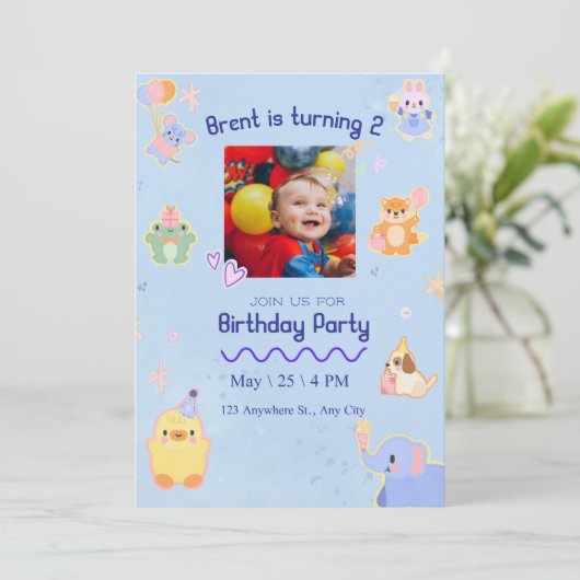 Einladung Niedlicher Kinder zum Geburtstag (Stehend Vorderseite)