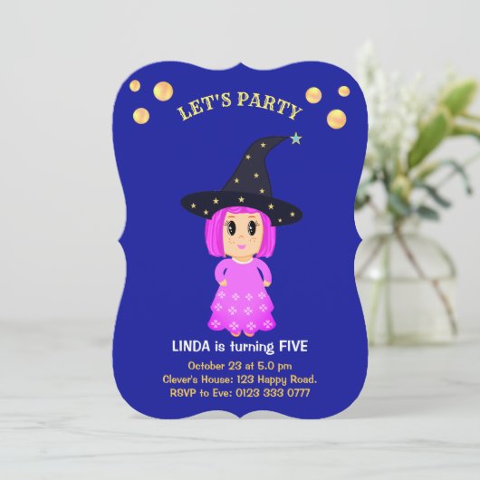 Einladung niedlicher Mädchen zum Geburtstag (Stehend Vorderseite)