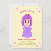 Einladung niedlicher Mädchen zum Geburtstag (Vorderseite)