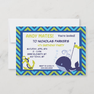 Einladung niedlicher Wale und Anchor Geburtstagspa