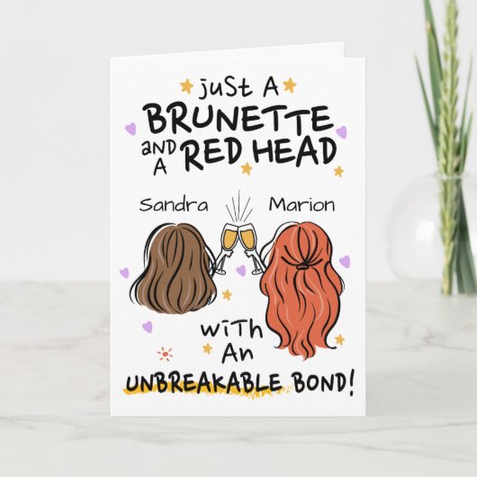 Einladung "Nur ein Brünetter und ein roter Kopf" (Vorderseite)