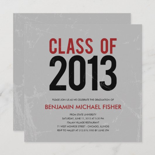 Einladung oder Ankündigung einer Vintagen Graduier (Vorne/Hinten)