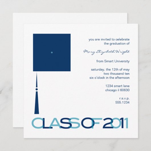 Einladung oder Bekanntgabe von Abschluss Hat Squar (Vorne/Hinten)