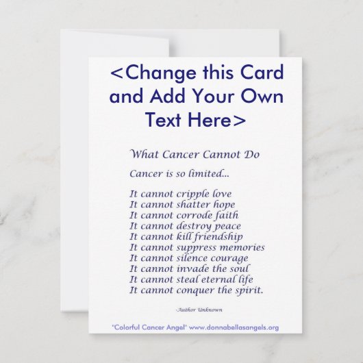 Einladung oder Einladung zu bunten Krebserkrankung (Rückseite)