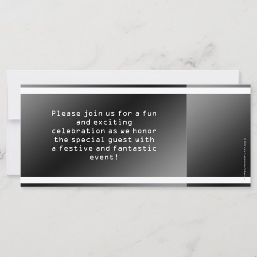 Einladung oder Ticket im Schwarz/Weiß-Ticket (Rückseite)