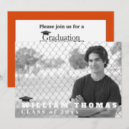 Einladung Orange & Black Grad, Matte 5" x 7" Karte