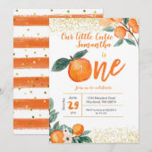 Einladung Orange zum ersten Geburtstag (Vorne/Hinten)