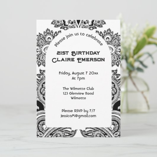 Einladung Paisley arch (Stehend Vorderseite)