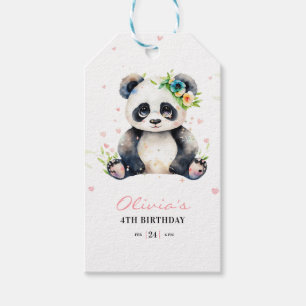 Einladung Panda zum Geburtstag, Panda Girl Geburts Geschenkanhänger
