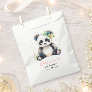Einladung Panda zum Geburtstag, Panda Girl Geburts Geschenktütchen