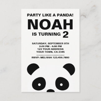 Einladung Panda zum Geburtstag, Schwarz-Weiß-Party