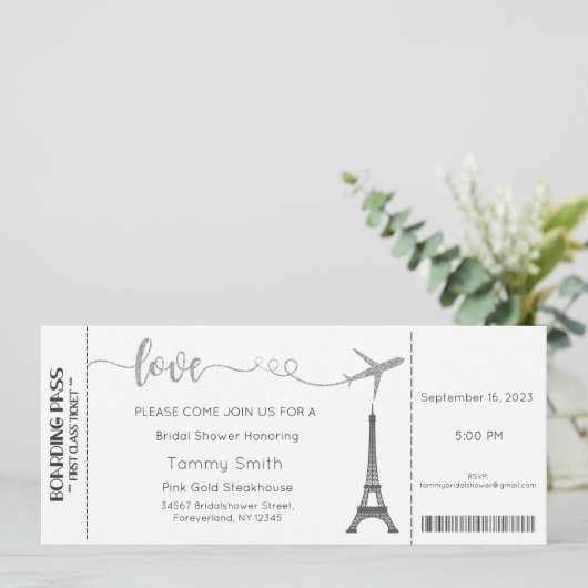 Einladung Paris Bridal Dusche (Stehend Vorderseite)