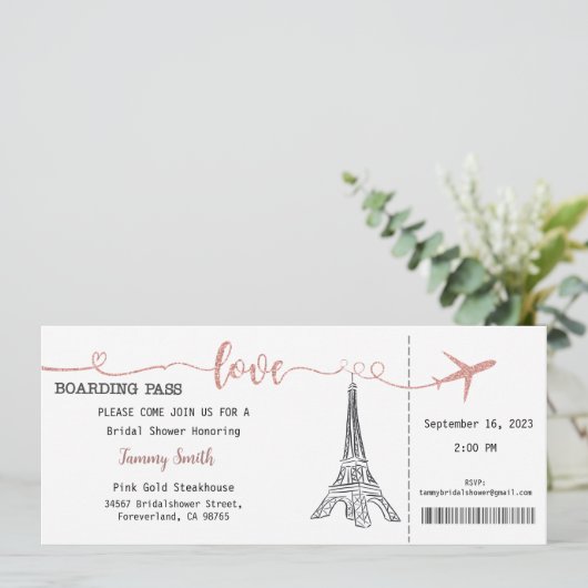 Einladung Paris Bridal Dusche (Stehend Vorderseite)