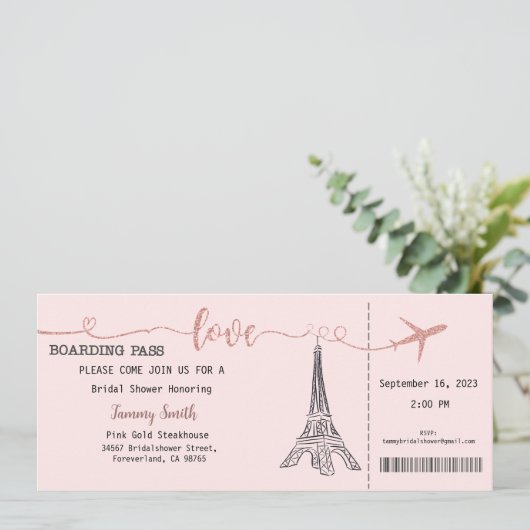 Einladung Paris Bridal Dusche (Stehend Vorderseite)