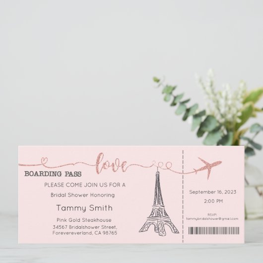 Einladung Paris Bridal Dusche (Stehend Vorderseite)