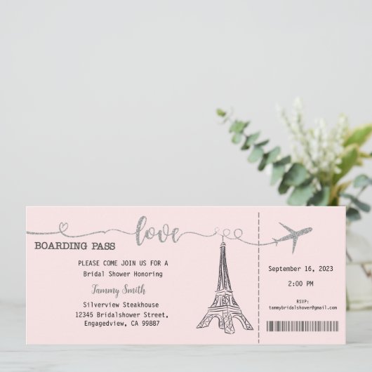 Einladung Paris Bridal Dusche (Stehend Vorderseite)