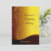 Einladung Party Elegante Gelbe goldene Blüte (Stehend Vorderseite)