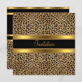 Einladung Party Exotic Leopard Gold Black (Vorne/Hinten)