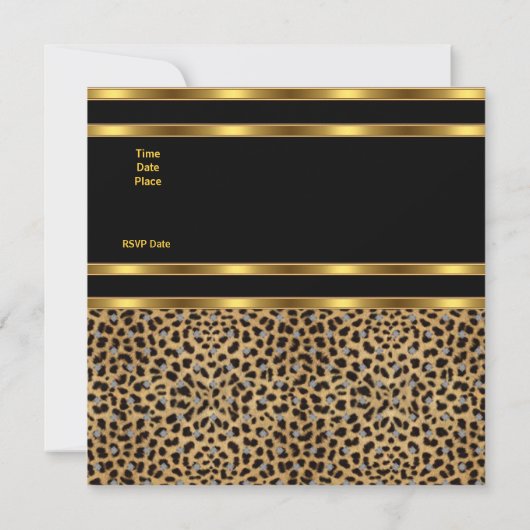 Einladung Party Exotic Leopard Gold Black (Rückseite)