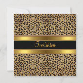 Einladung Party Exotic Leopard Gold Black (Vorderseite)