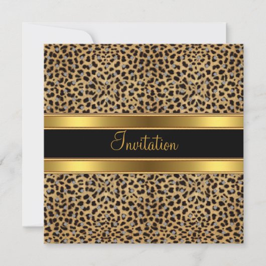 Einladung Party Exotic Leopard Gold Black (Vorderseite)