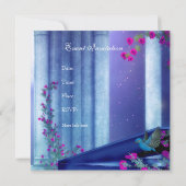 Einladung Party Piano Birds Moonlight Blau (Rückseite)
