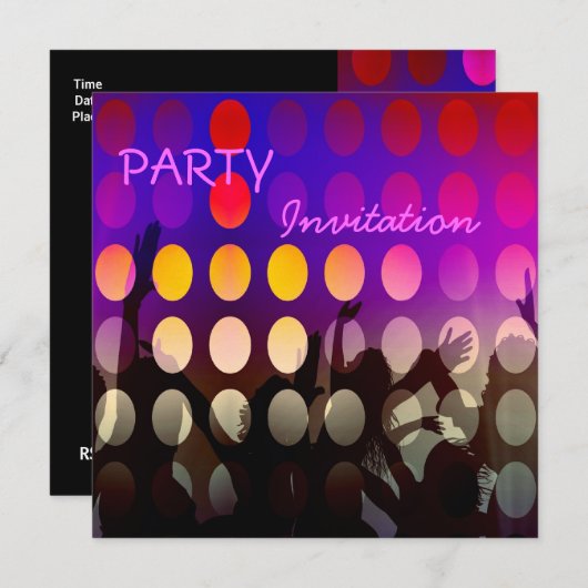 Einladung Party Rosa Rave (Vorne/Hinten)