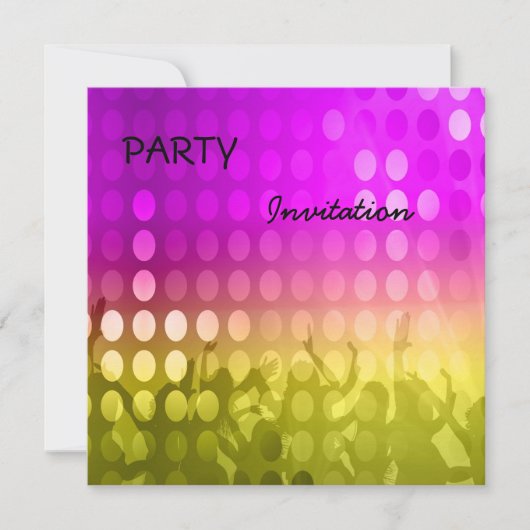 Einladung Party Rosa Rave (Vorderseite)