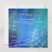 Einladung Party Silvester Blue Gold (Rückseite)