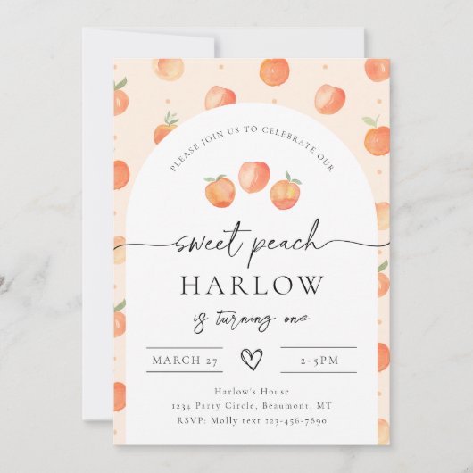 Einladung Peach Birthday | Sweet Peach (Vorderseite)