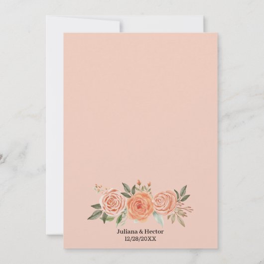 Einladung Peach Floral (Rückseite)