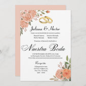 Einladung Peach Floral (Vorne/Hinten)